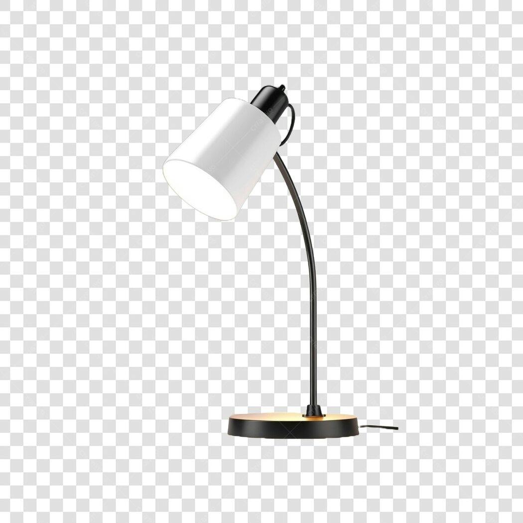 Elemento 3D Luminária Mesa Branca Escritório PNG Fundo Transparente