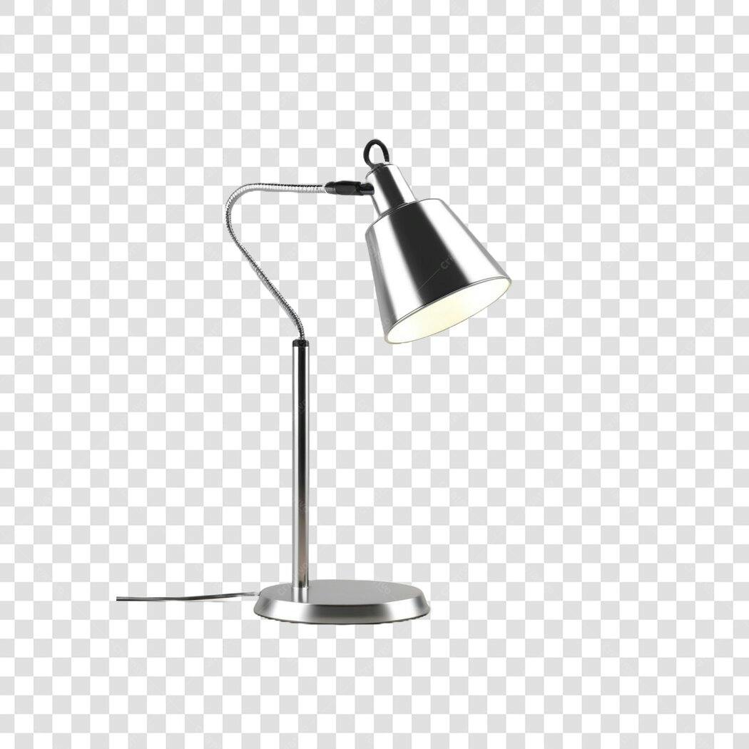 Elemento 3D Luminária Mesa Prata Moderna PNG Fundo Transparente