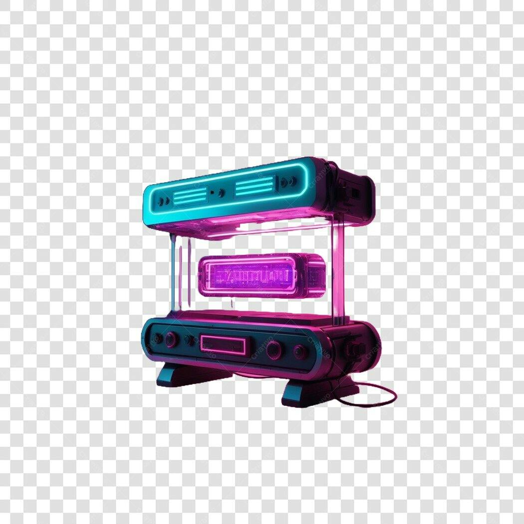 Elemento 3D Máquina Vending Futurista Neon PNG Fundo Transparente