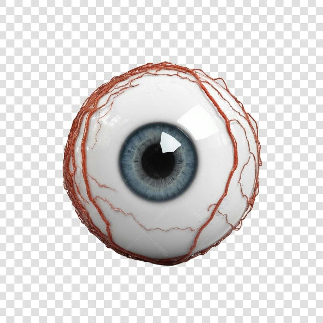 Elemento 3D Olho Humano Realista Azul PNG Fundo Transparente
