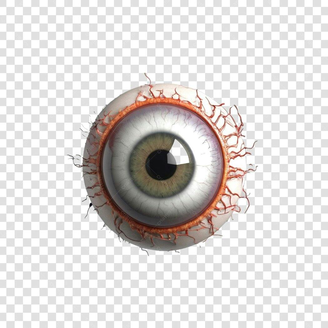 Elemento 3D Olho Humano Realista Halloween Outubro PNG Fundo Transparente