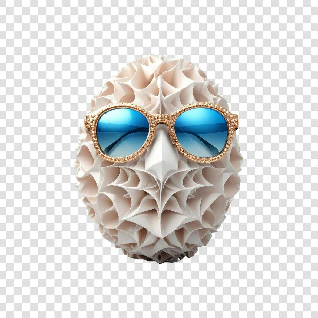 Elemento 3D Ovo Páscoa Óculos Sol Azul PNG Fundo Transparente