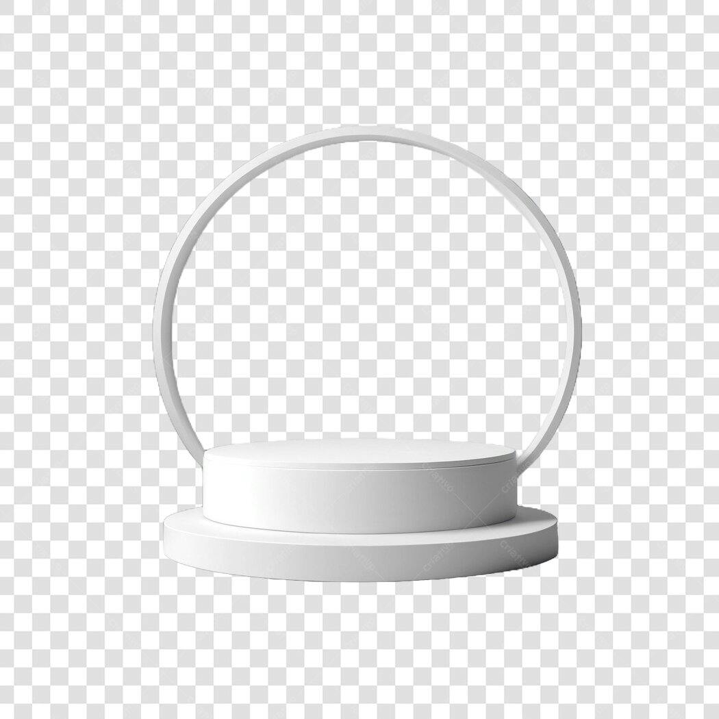 Elemento 3D Pedestal Branco Círculo PNG Fundo Transparente