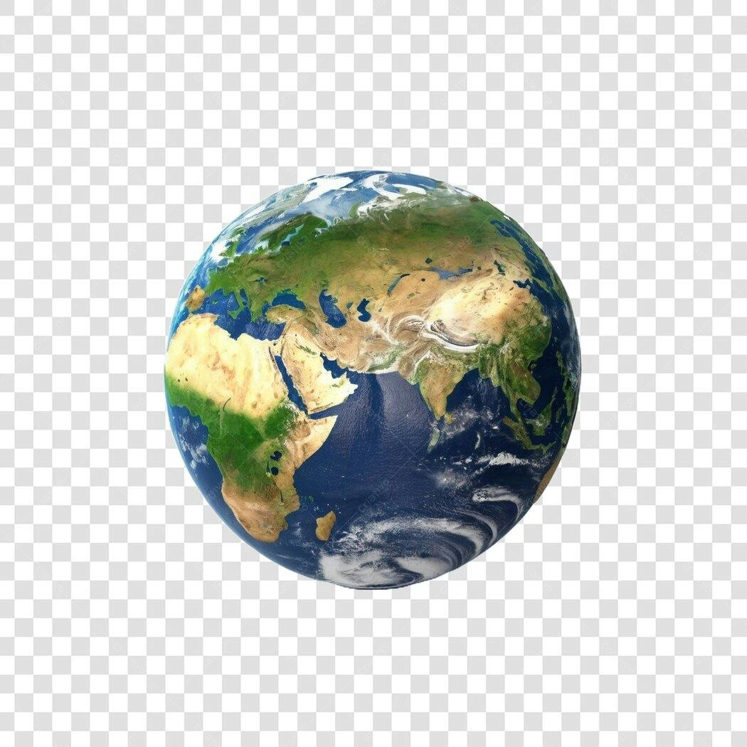 Elemento 3D Planeta Terra Mapa Mundi PNG Fundo Transparente
