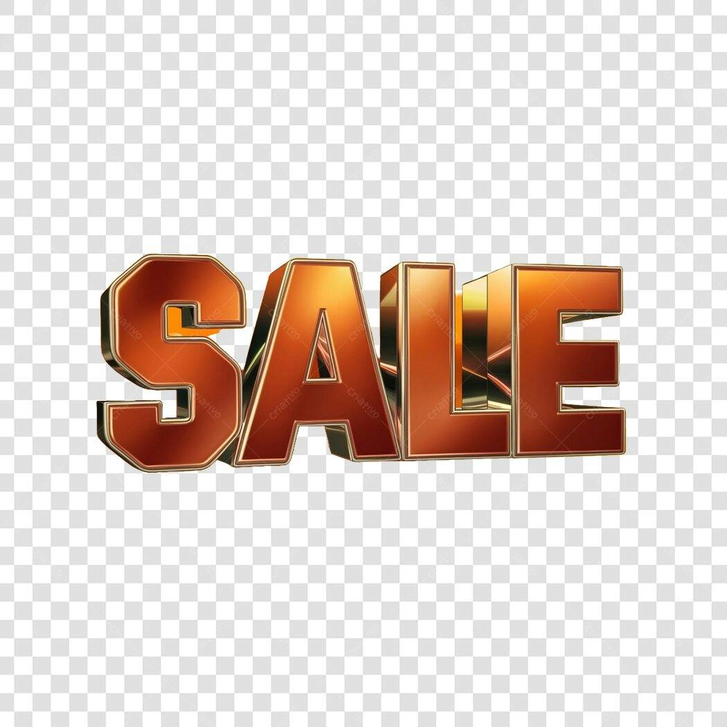 Elemento 3D Texto SALE Dourado Marrom PNG Fundo Transparente