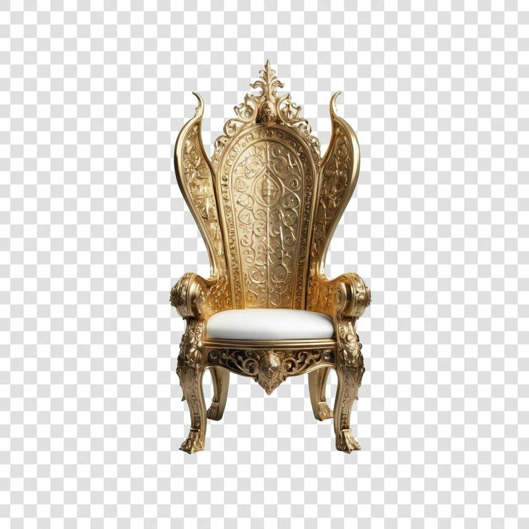 Elemento 3D Trono Dourado Realeza Luxo PNG Fundo Transparente