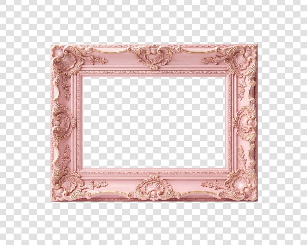 Elemento Decorativo Moldura Rosa Vintage PNG Fundo Transparente