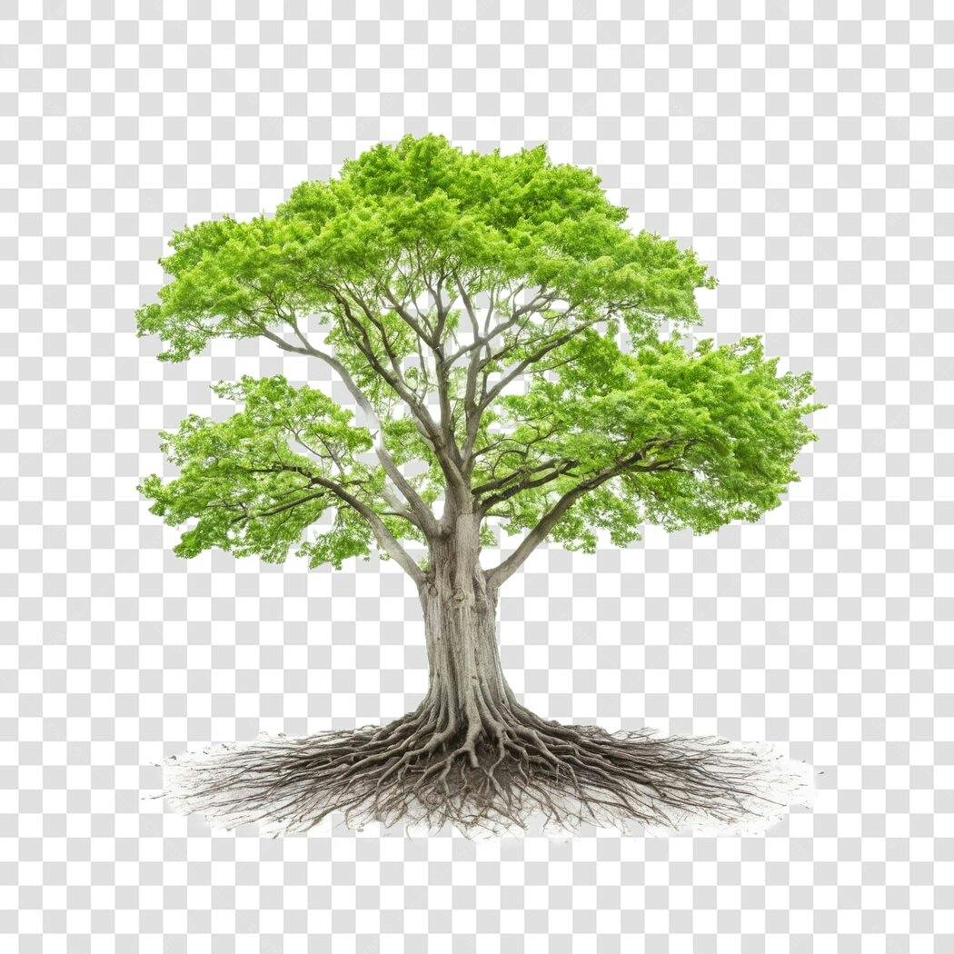 Foto Recortada Árvore Raízes Folhas Verdes PNG Fundo Transparente
