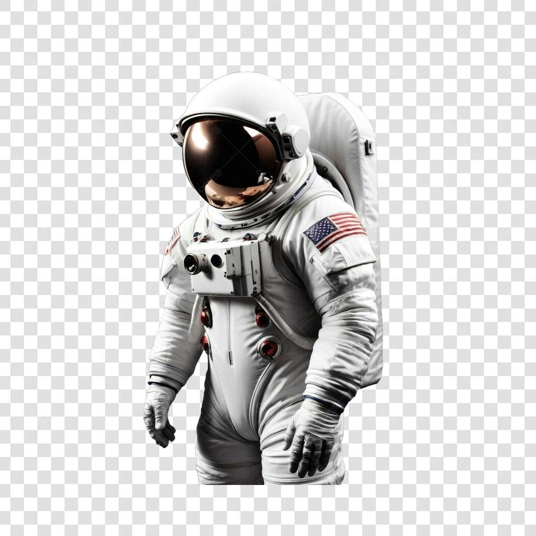 Foto Recortada Astronauta Espacial Traje Branco PNG Fundo Transparente