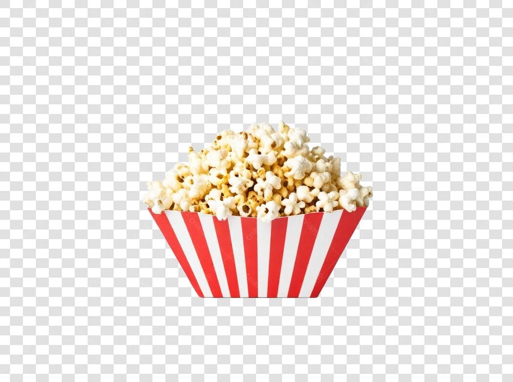 Foto Recortada Balde Pipoca Cinema Listrado PNG Fundo Transparente