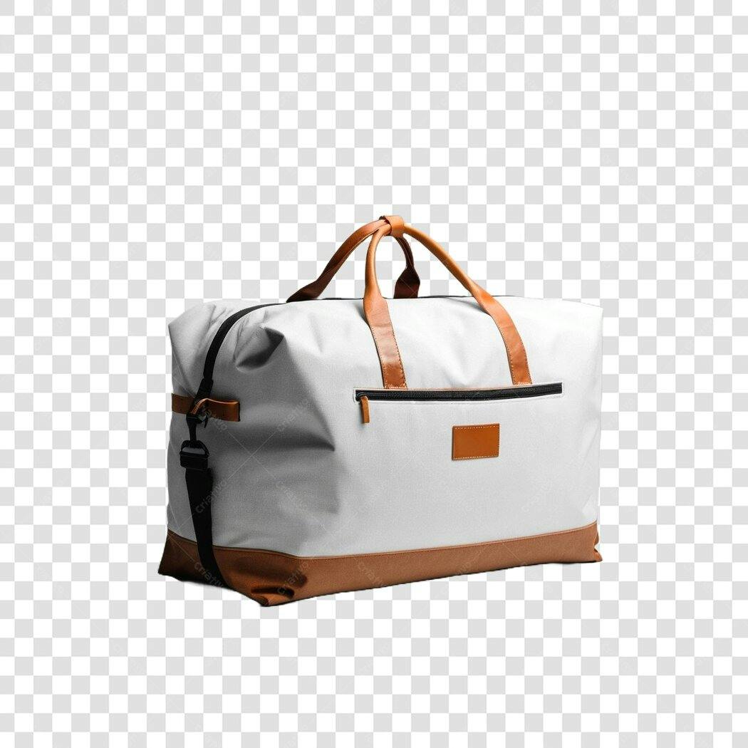 Foto Recortada Bolsa Viagem Branca Marrom PNG Fundo Transparente