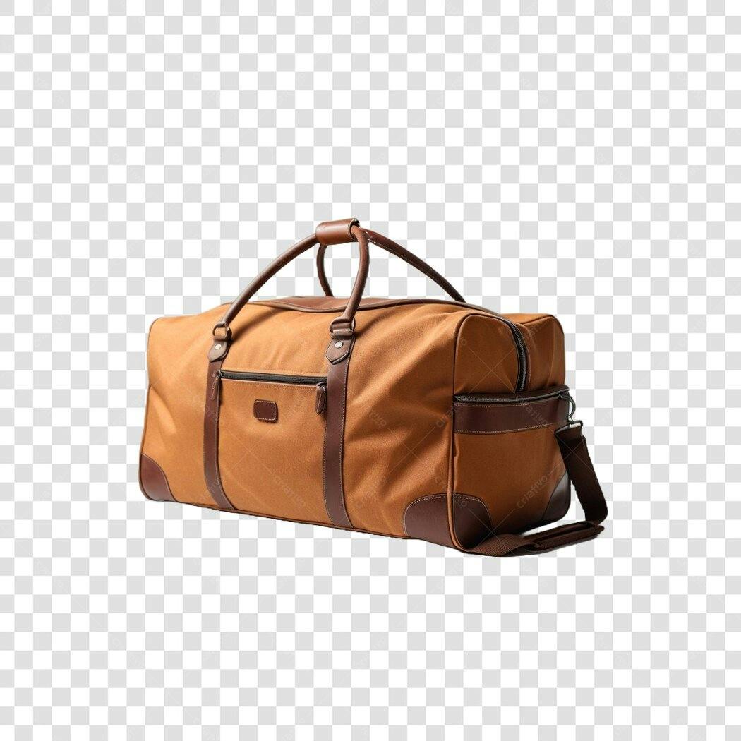 Foto Recortada Bolsa Viagem Marrom Couro PNG Fundo Transparente