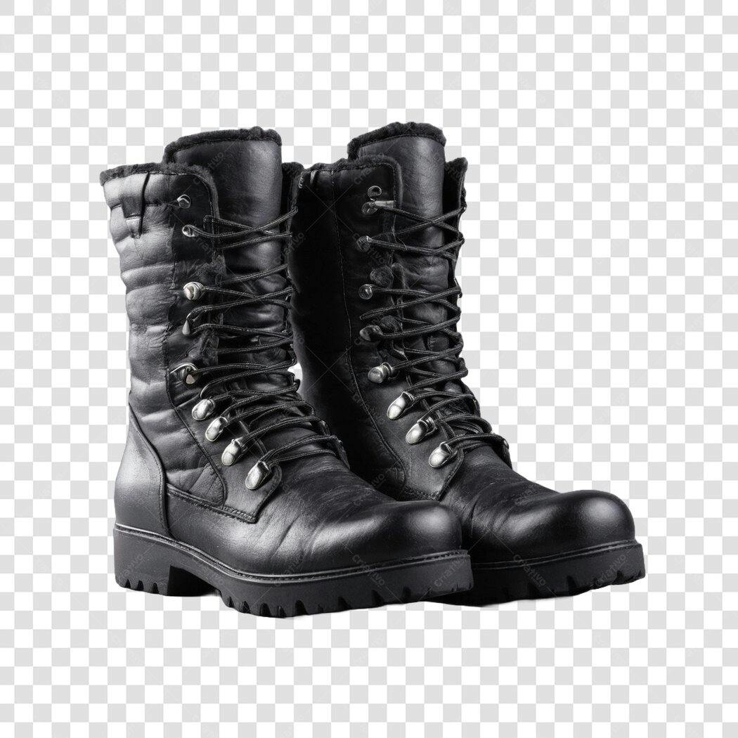 Foto Recortada Botas Coturno Pretas Femininas PNG Fundo Transparente