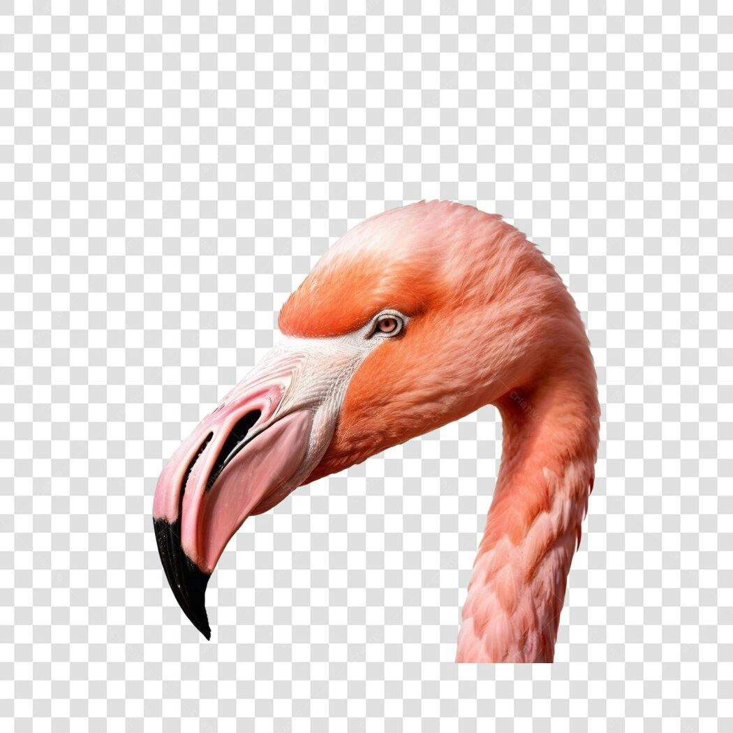 Foto Recortada Cabeça de Flamingo Rosa PNG Fundo Transparente