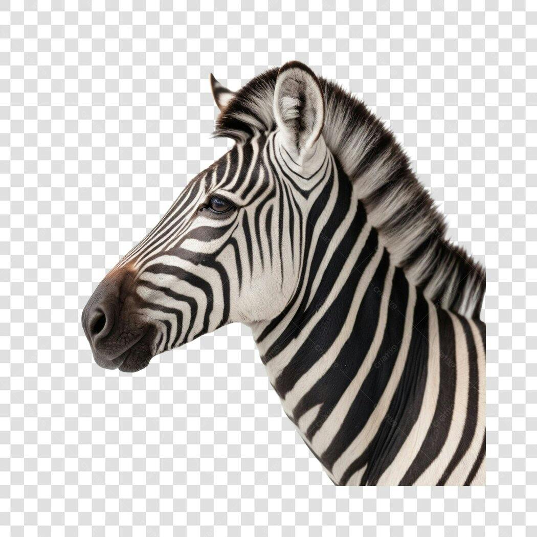 Foto Recortada Cabeça de Zebra Animal Selvagem PNG Fundo Transparente