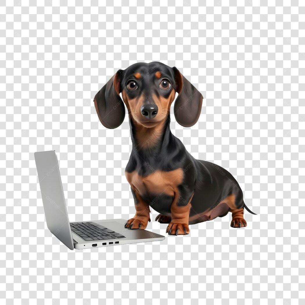 Foto Recortada Cachorro Dachshund Notebook PNG Fundo Transparente