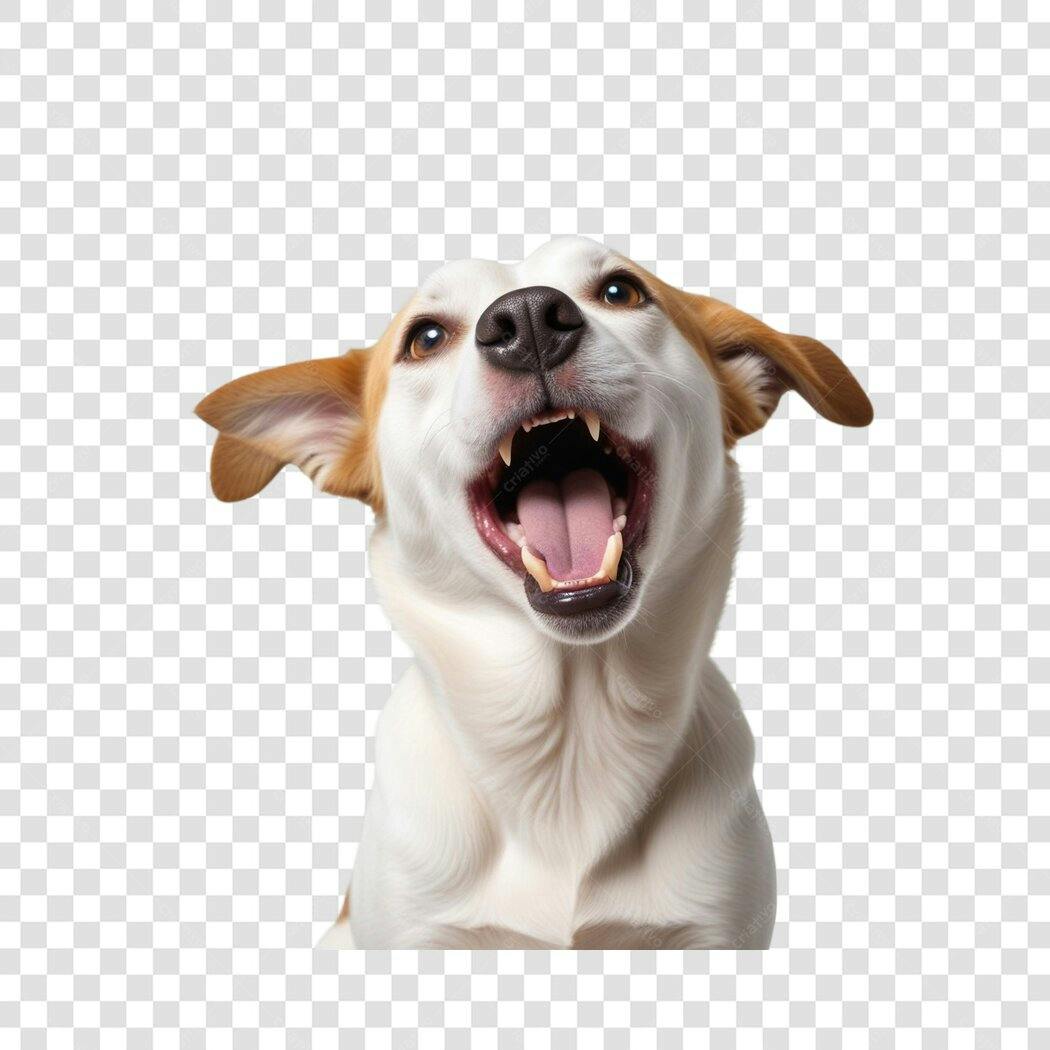 Foto Recortada Cachorro Latindo Boca Aberta PNG Fundo Transparente