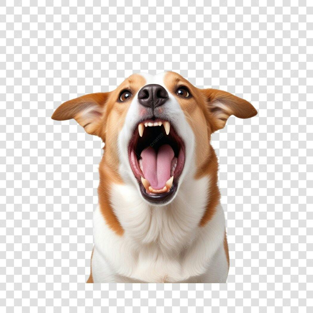 Foto Recortada Cachorro Latindo Dentes PNG Fundo Transparente