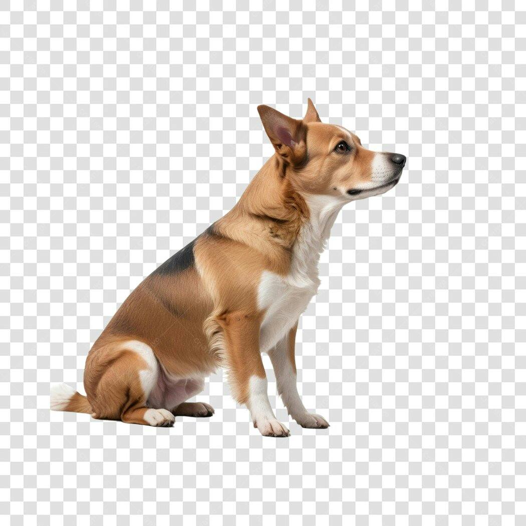 Foto Recortada Cachorro Vira-Lata Caramelo Sentado PNG Fundo Transparente