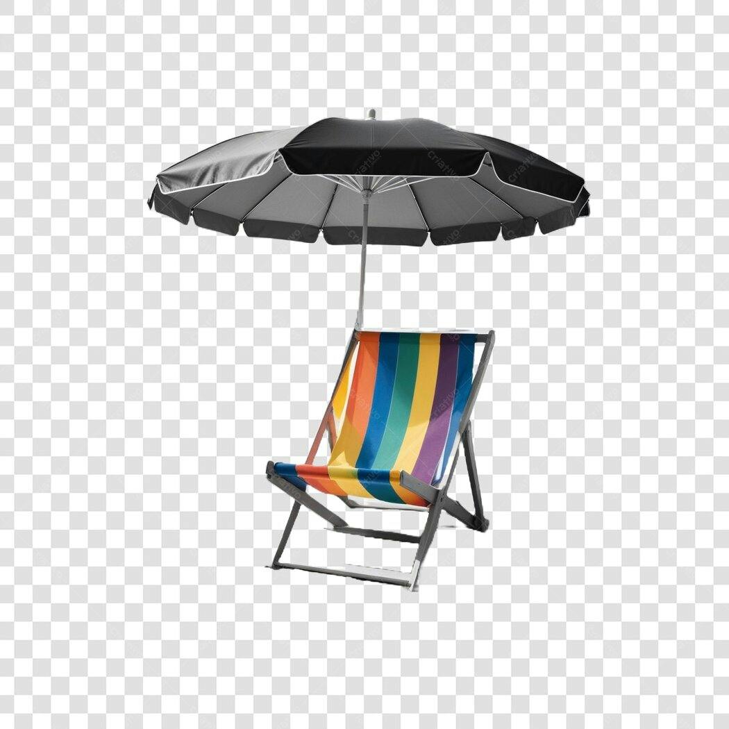 Foto Recortada Cadeira Praia Guarda-Sol Verão PNG Fundo Transparente
