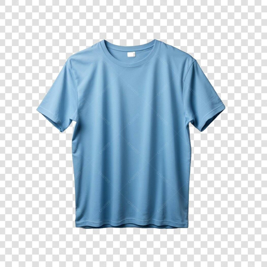 Foto Recortada Camiseta Azul Lisa PNG Fundo Transparente