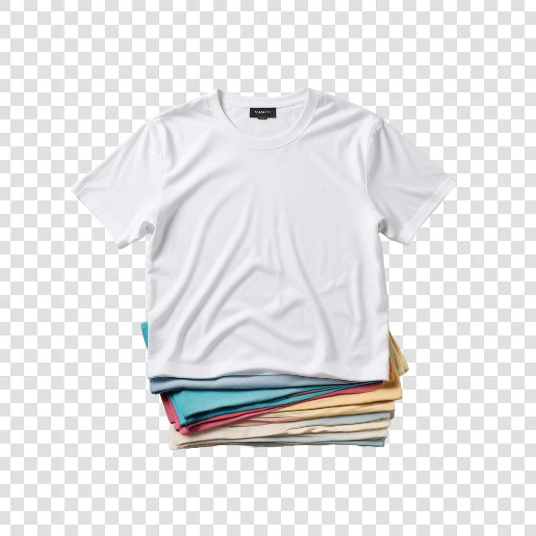 Foto Recortada Camiseta Branca Dobrada Roupas Coloridas PNG Fundo Transparente