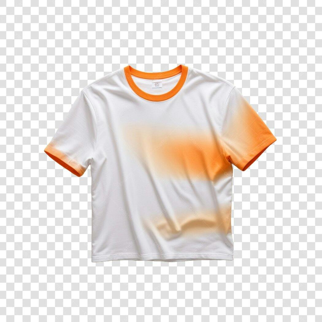 Foto Recortada Camiseta Branca Laranja Degradê PNG Fundo Transparente