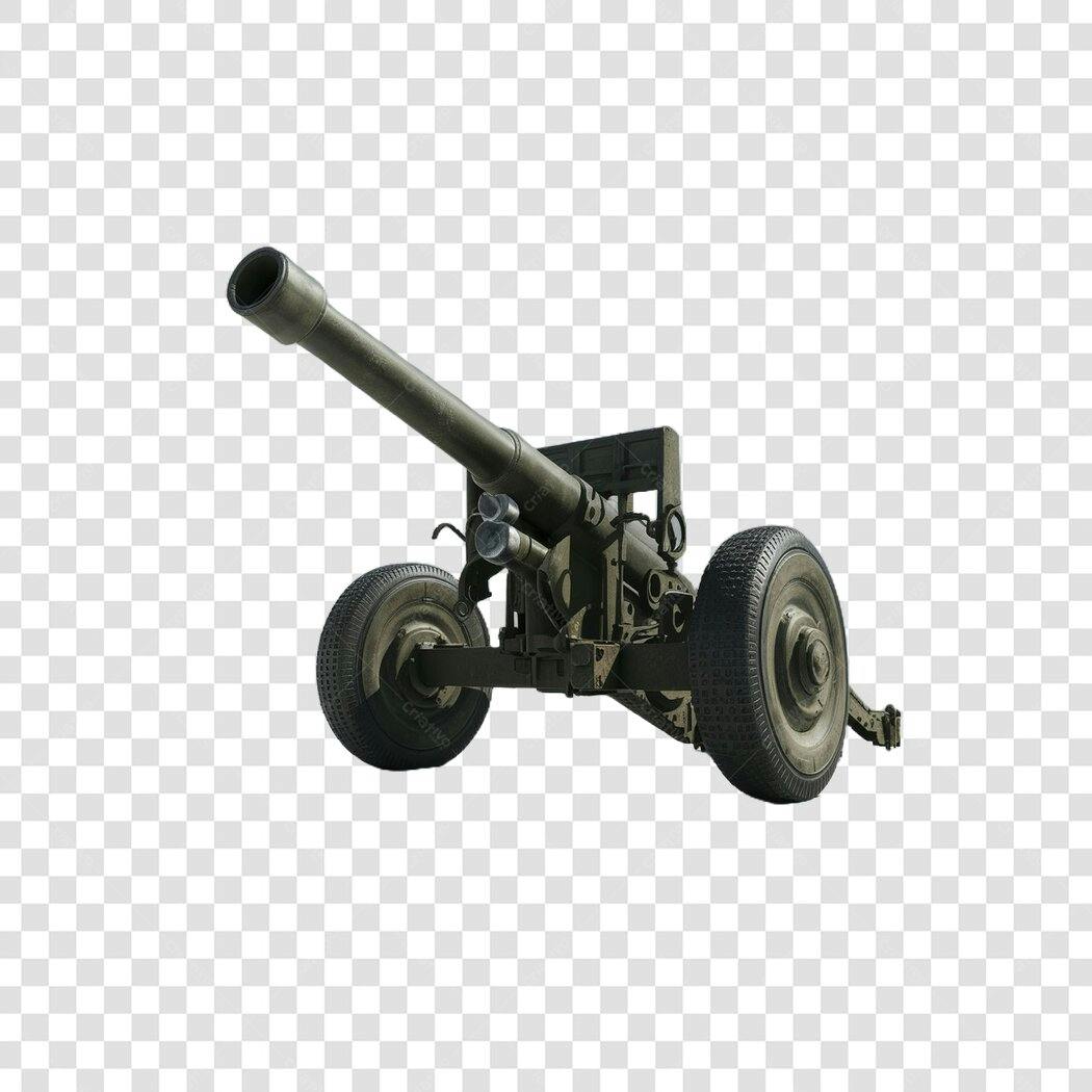 Foto Recortada Canhão Militar Antigo Verde PNG Fundo Transparente