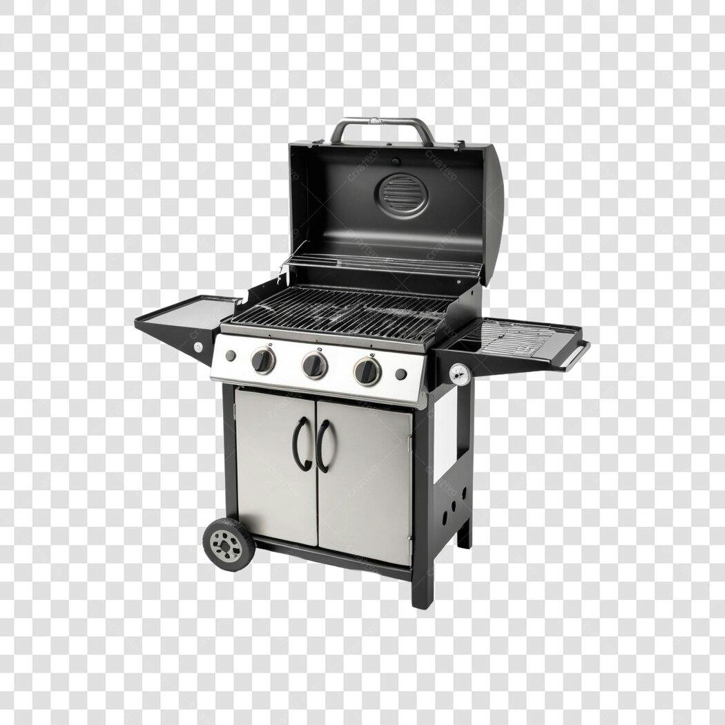 Foto Recortada Churrasqueira a Gás Inox Preta PNG Fundo Transparente