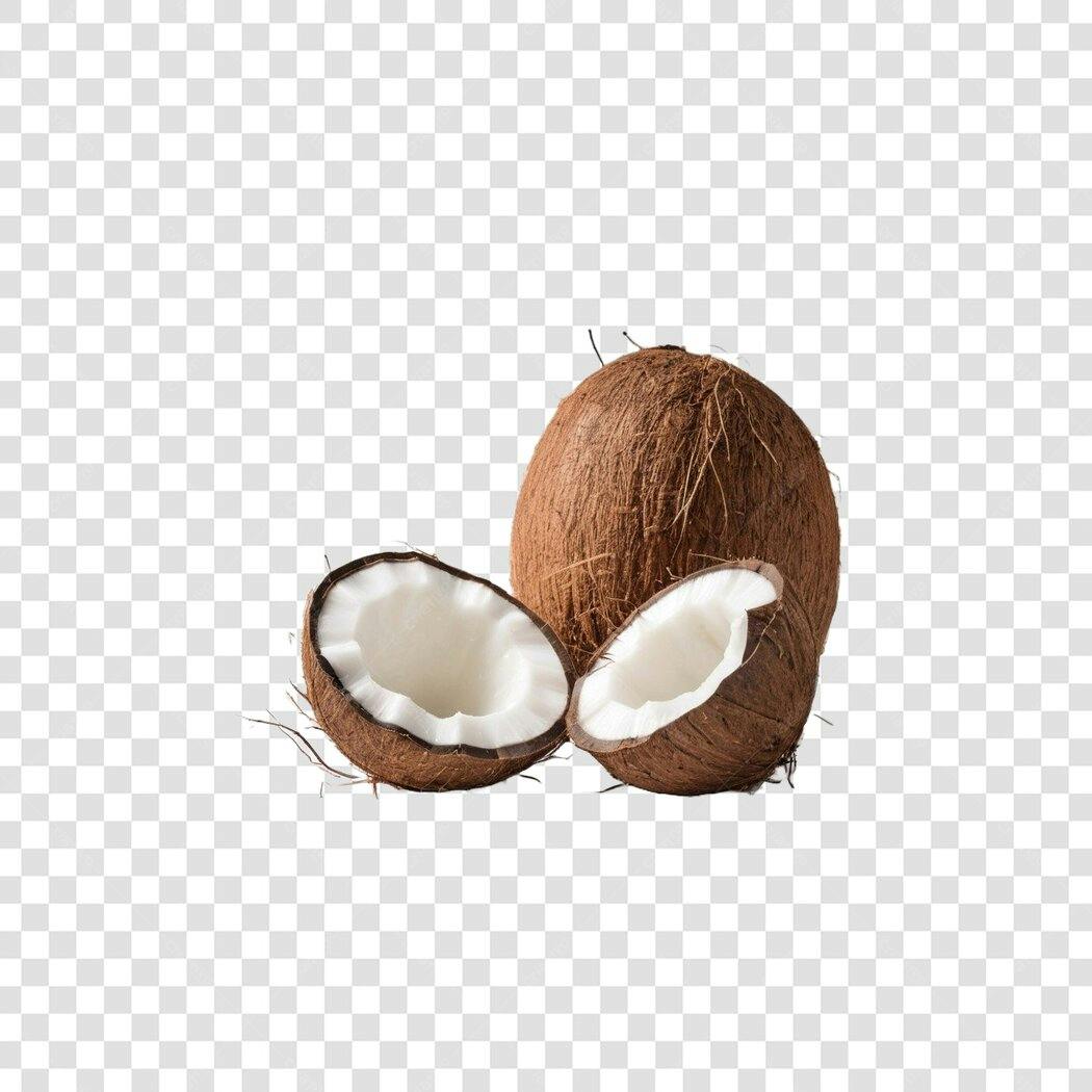 Foto Recortada Coco Inteiro e Partido PNG Fundo Transparente