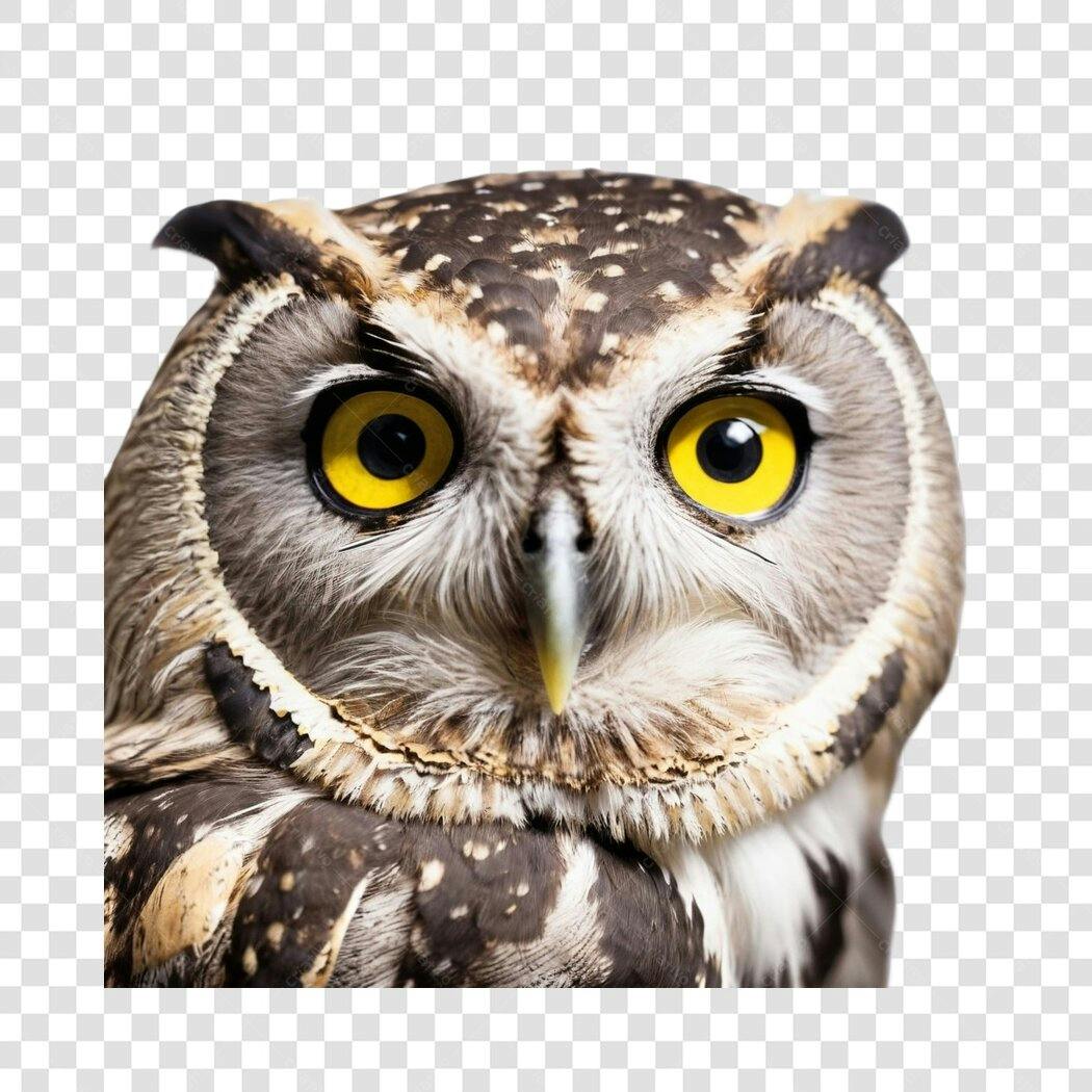 Foto Recortada Coruja Olhos Amarelos PNG Fundo Transparente