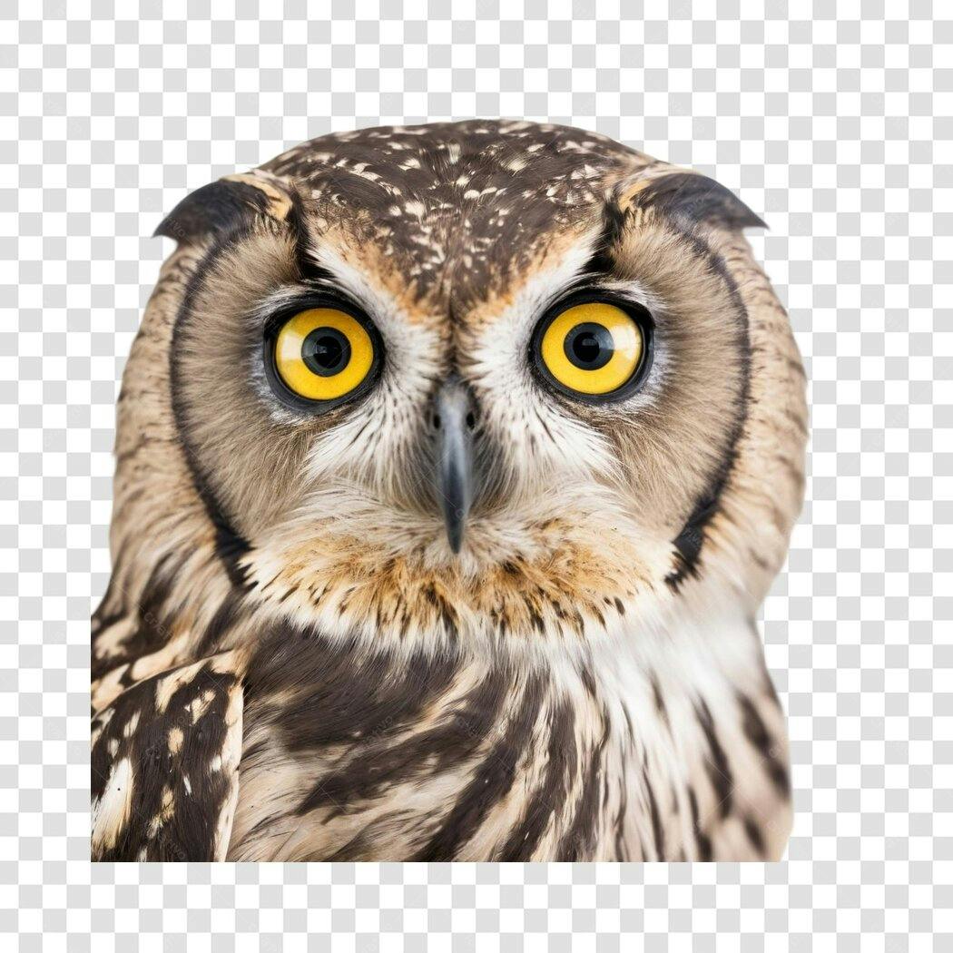 Foto Recortada Coruja Olhos Amarelos PNG Fundo Transparente