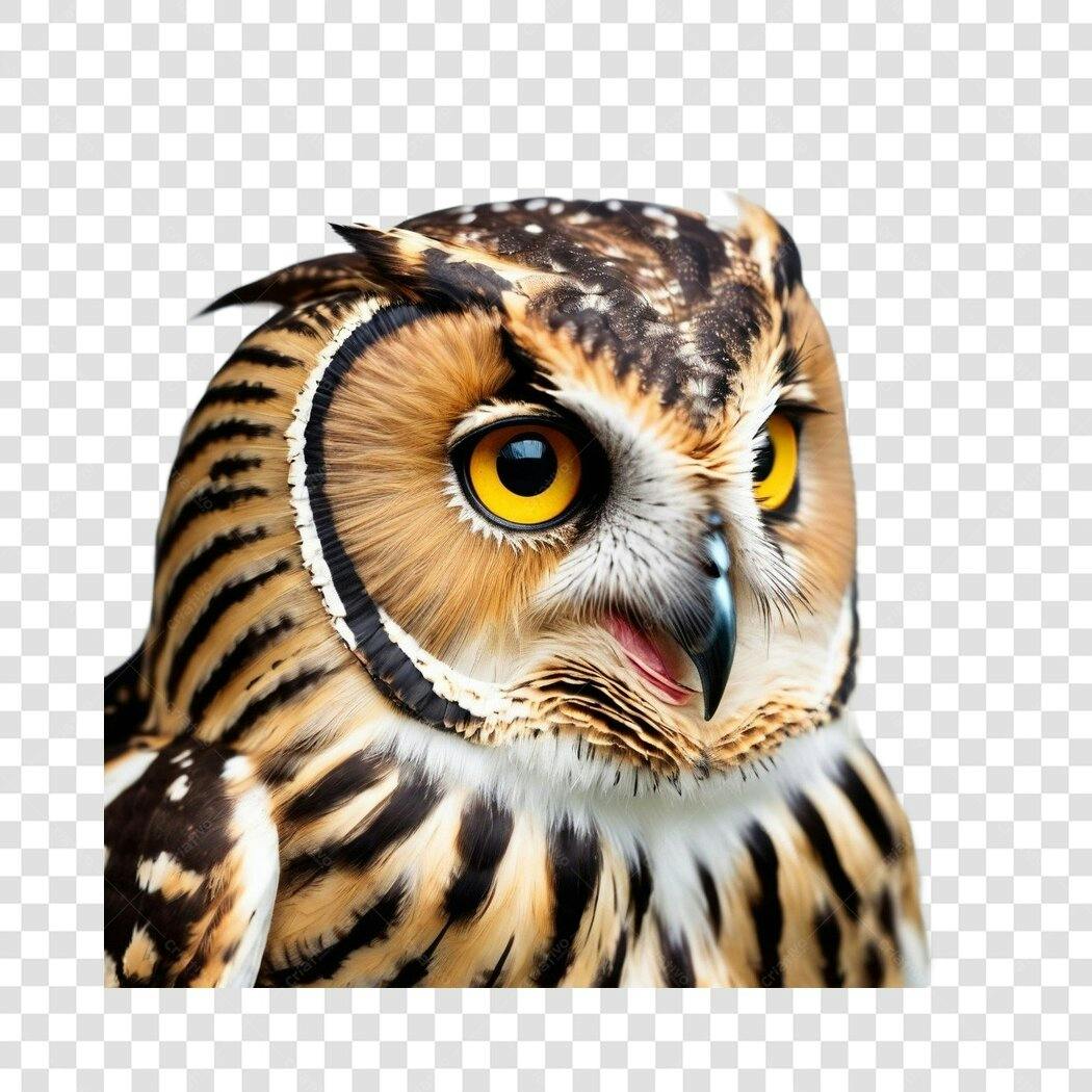 Foto Recortada Coruja Olhos Amarelos PNG Fundo Transparente