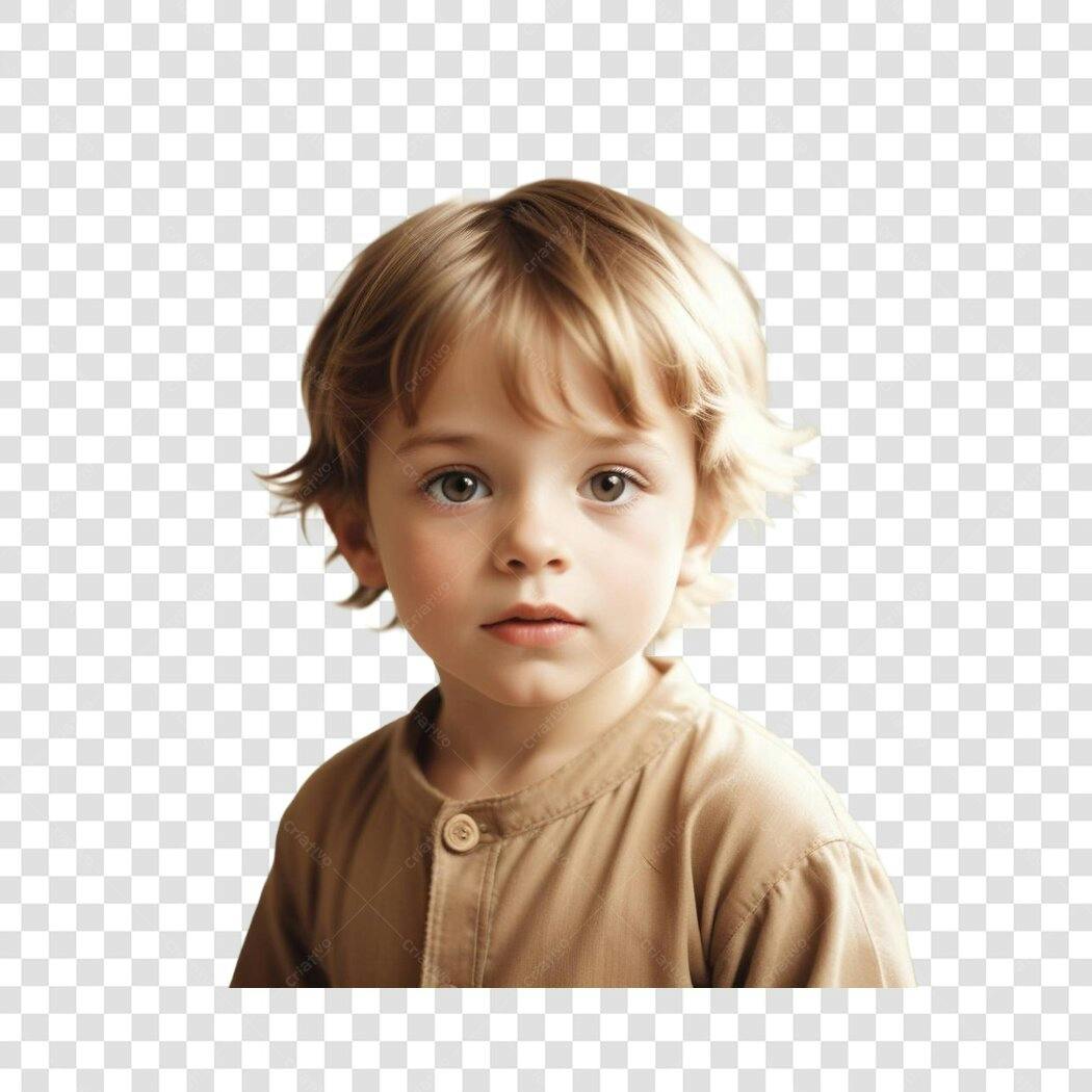 Foto Recortada Criança Menino Loira Olhando PNG Fundo Transparente