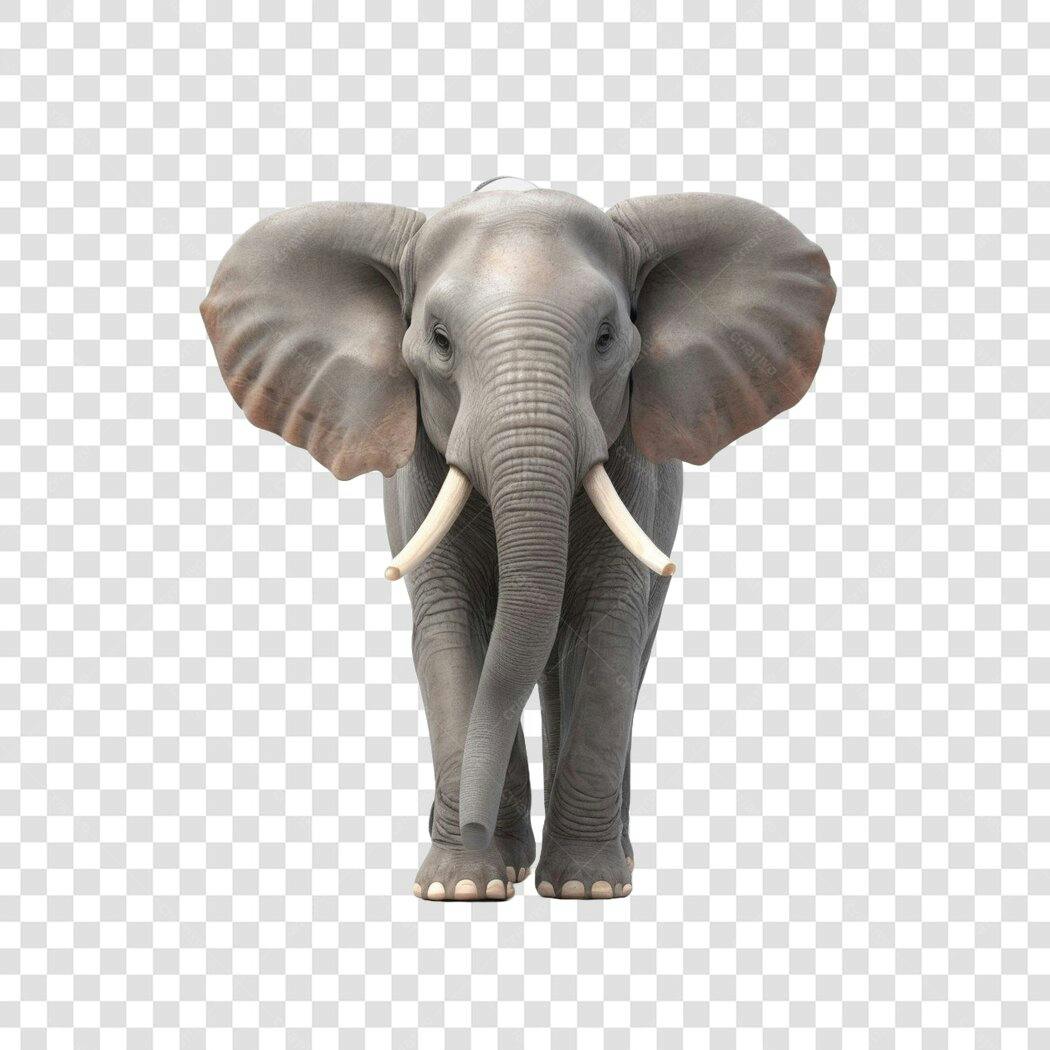 Foto Recortada Elefante Africano Cinza PNG Fundo Transparente