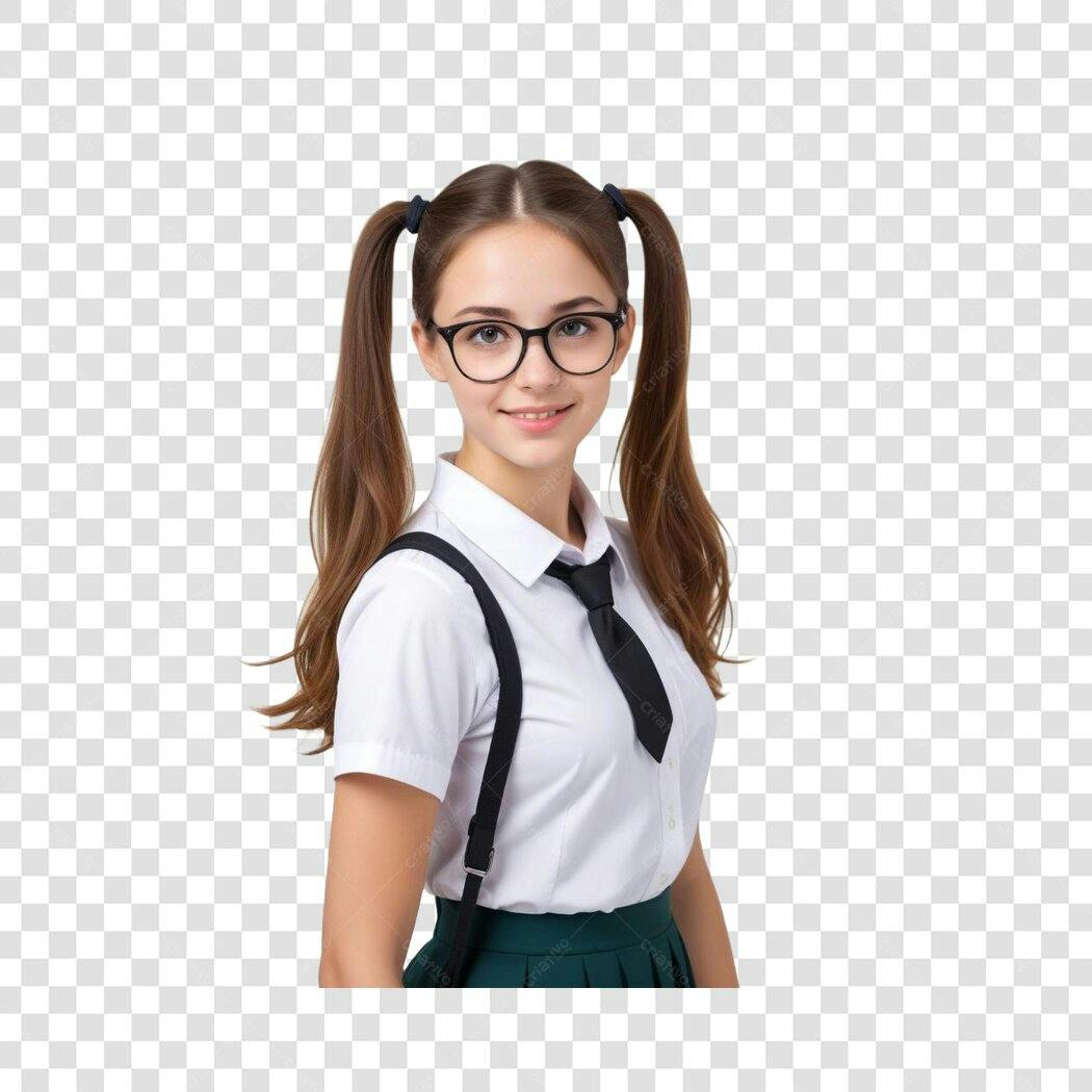 Foto Recortada Estudante Adolescente Óculos Sorrindo PNG Fundo Transparente