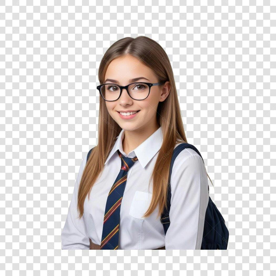 Foto Recortada Estudante Jovem Óculos PNG Fundo Transparente