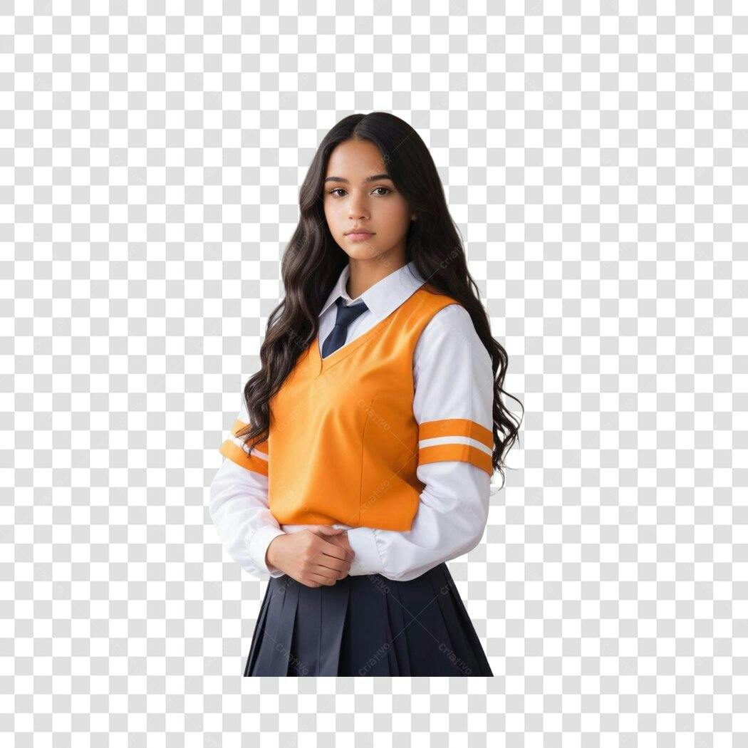 Foto Recortada Estudante Uniforme Escolar PNG Fundo Transparente