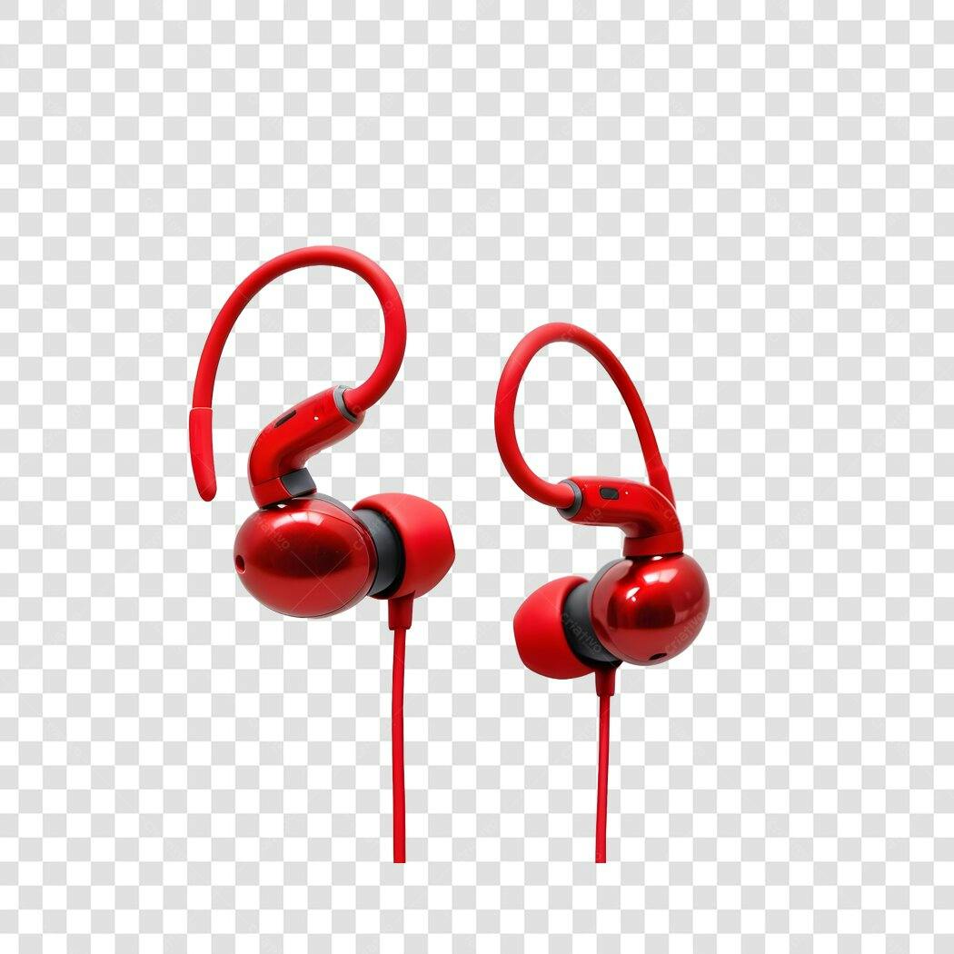 Foto Recortada Fone de Ouvido Esportivo Vermelho PNG Fundo Transparente