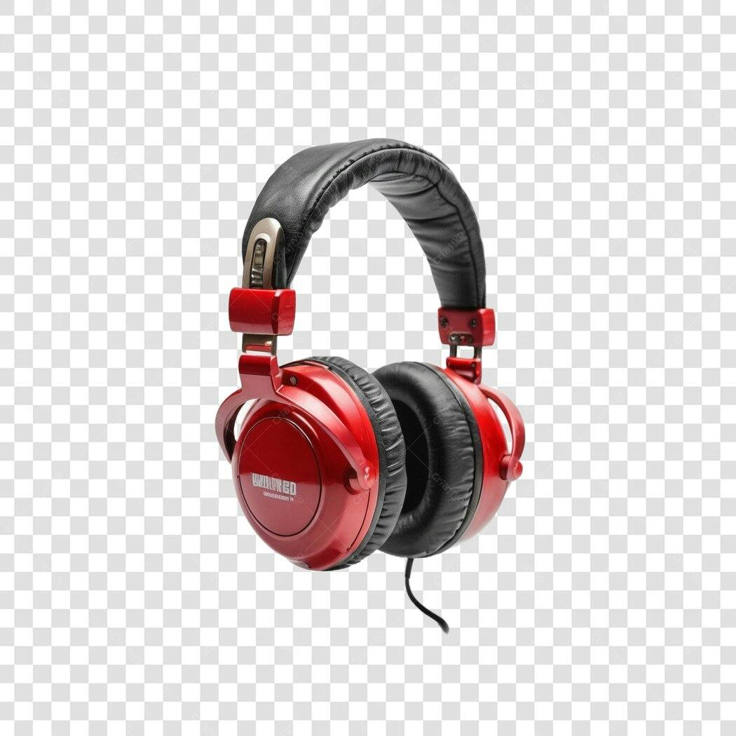Foto Recortada Fone de Ouvido Vermelho PNG Fundo Transparente