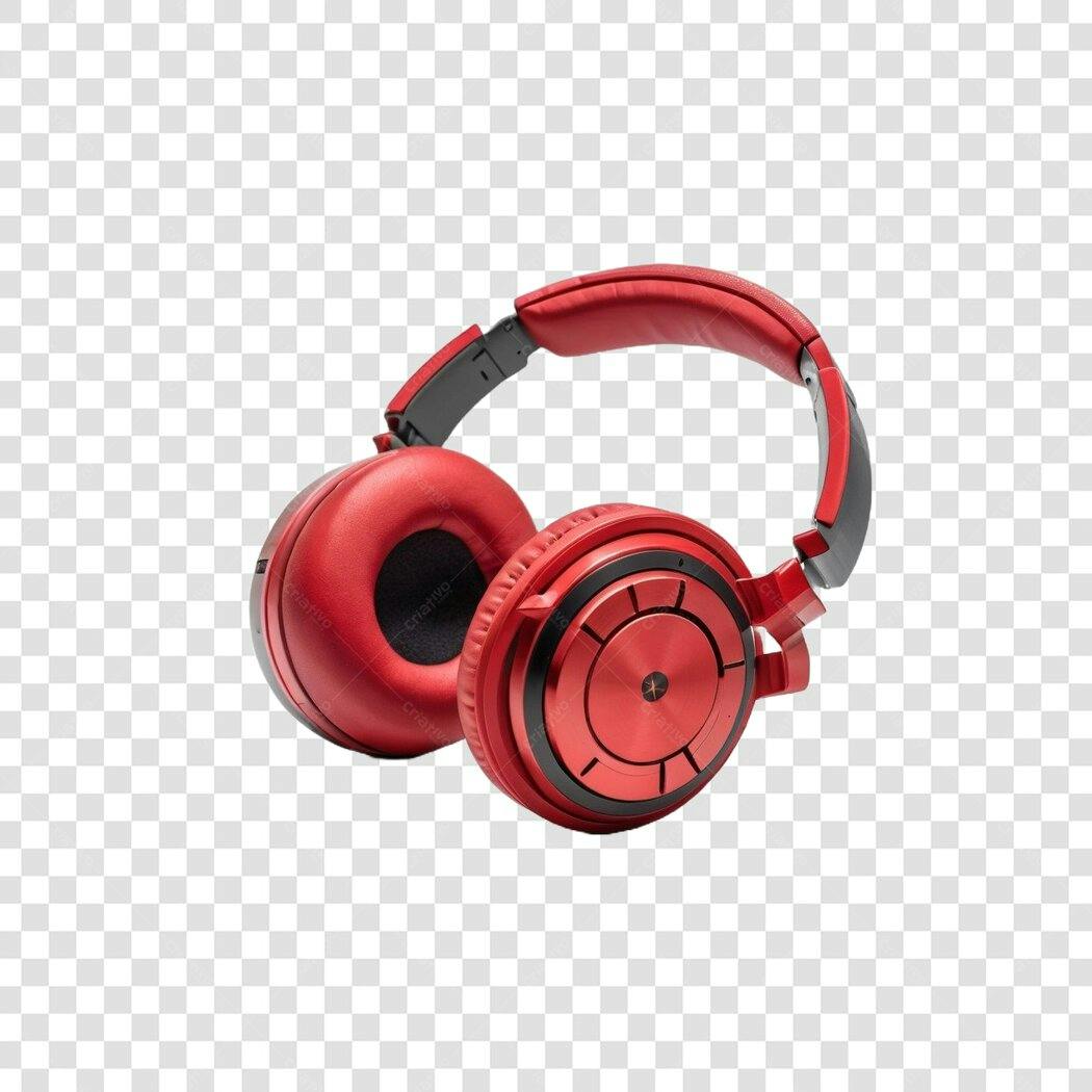 Foto Recortada Fone Ouvido Vermelho PNG Fundo Transparente