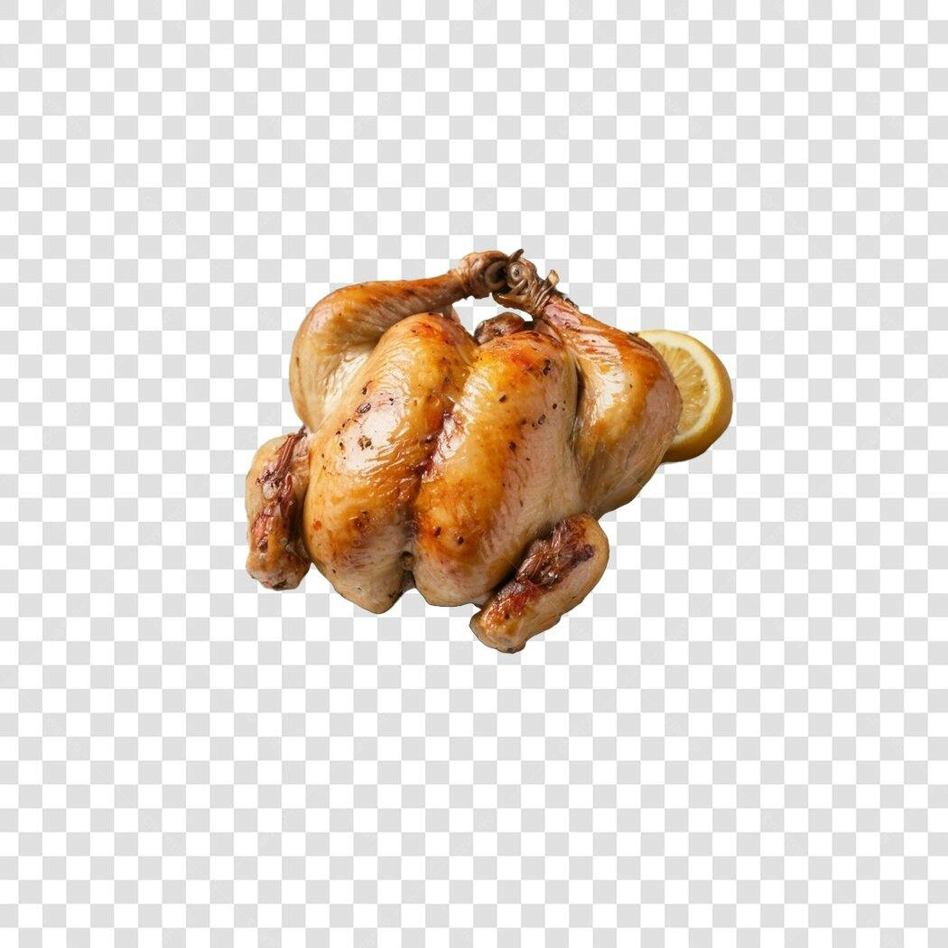 Foto Recortada Frango Assado com Limão PNG Fundo Transparente