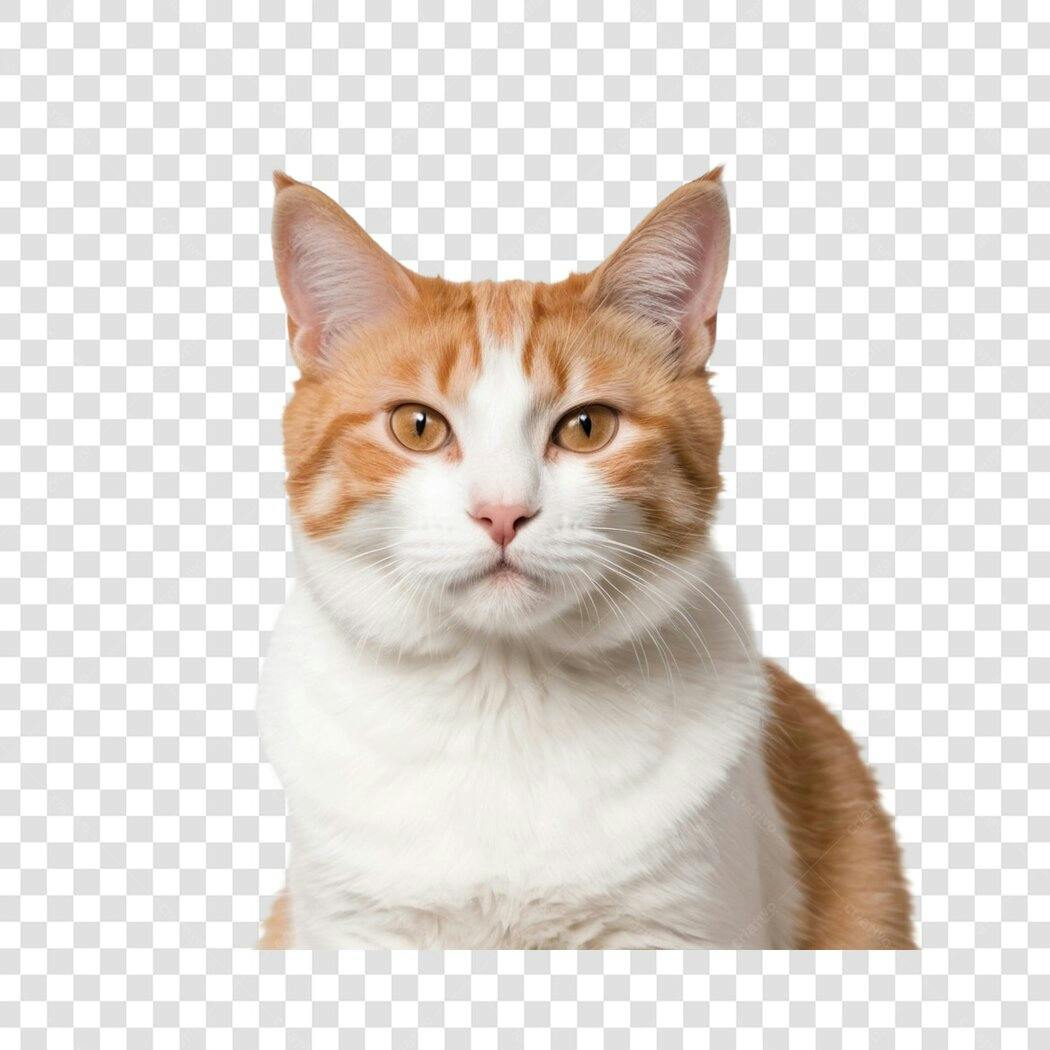 Foto Recortada Gato Laranja Branco PNG Fundo Transparente