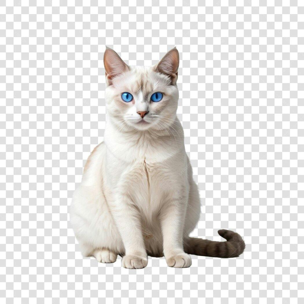 Foto Recortada Gato Siamês Olhos Azuis PNG Fundo Transparente