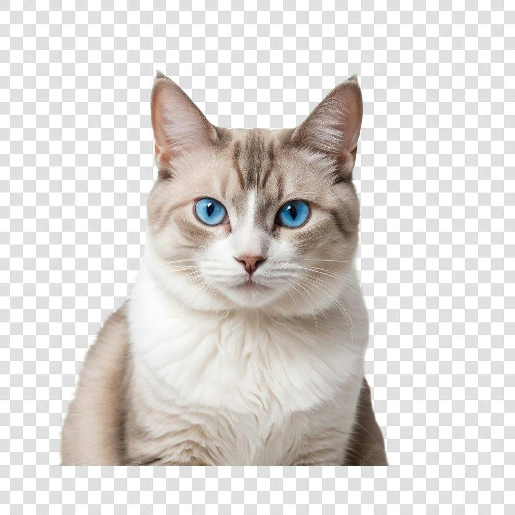 Foto Recortada Gato Siamês Olhos Azuis PNG Fundo Transparente