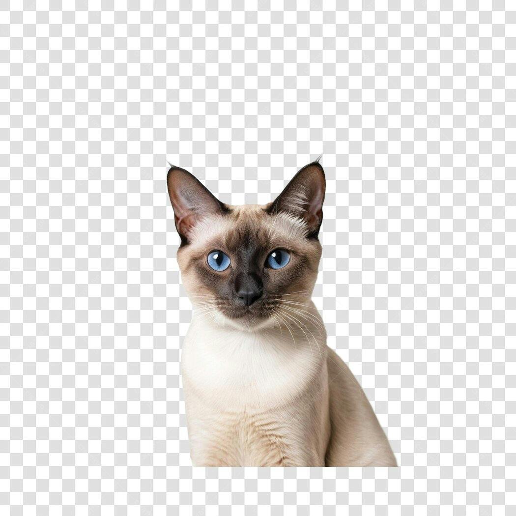 Foto Recortada Gato Siamês Olhos Azuis PNG Fundo Transparente