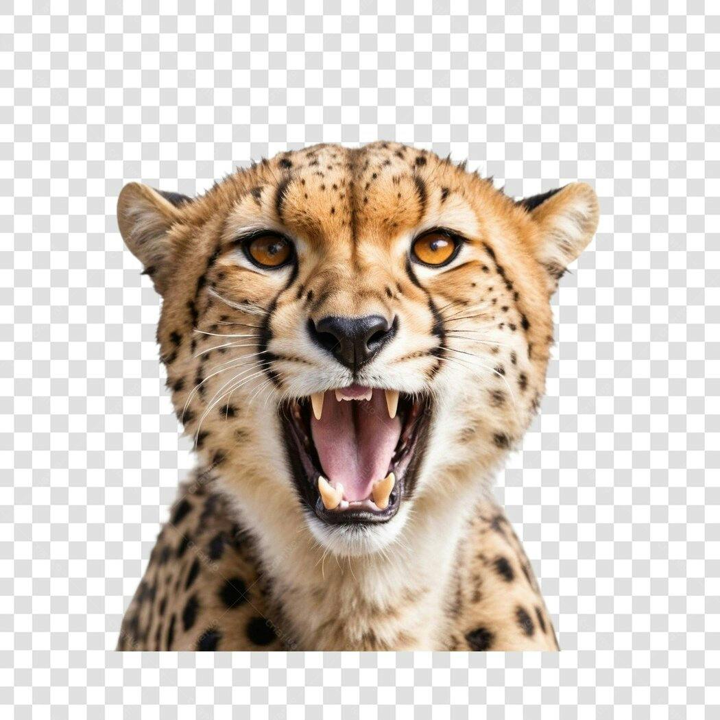 Foto Recortada Guepardo Rugindo Fundo Transparente PNG