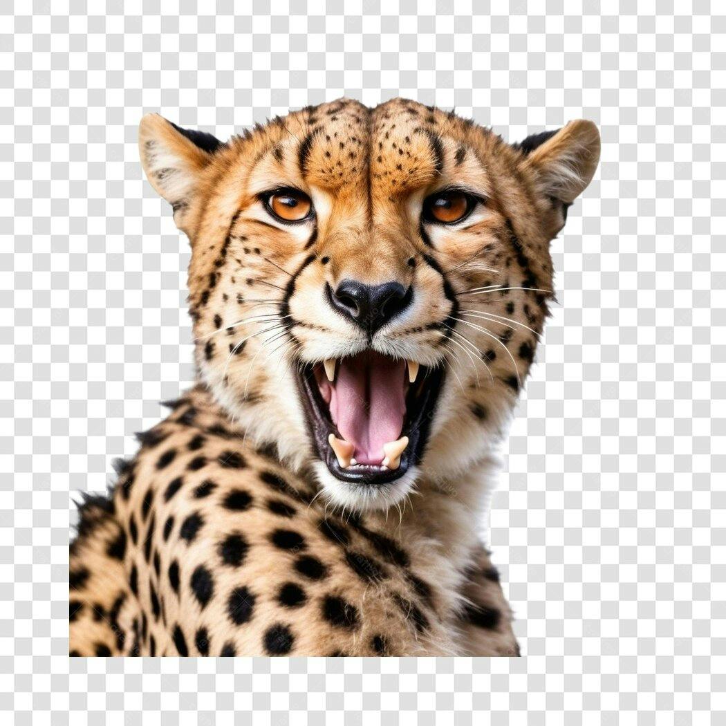 Foto Recortada Guepardo Rugindo Fundo Transparente PNG