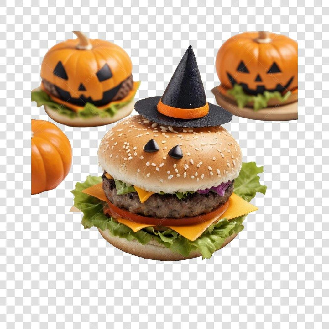 Foto Recortada Hambúrguer Halloween 31 Outubro PNG Fundo Transparente