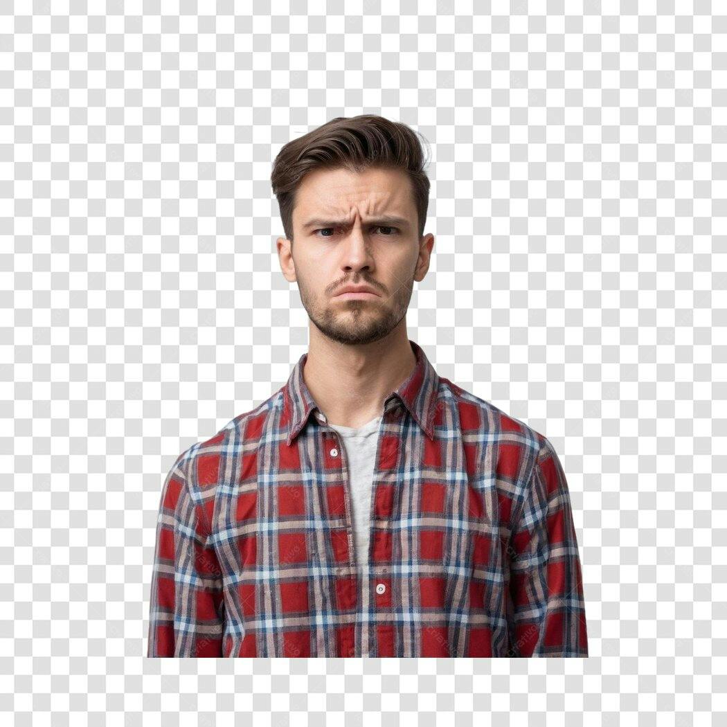 Foto Recortada Homem Barba Expressão Séria PNG Fundo Transparente